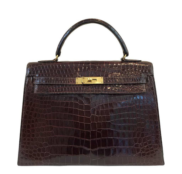 Hermes Kelly 32 Crocodile Vintage Bag