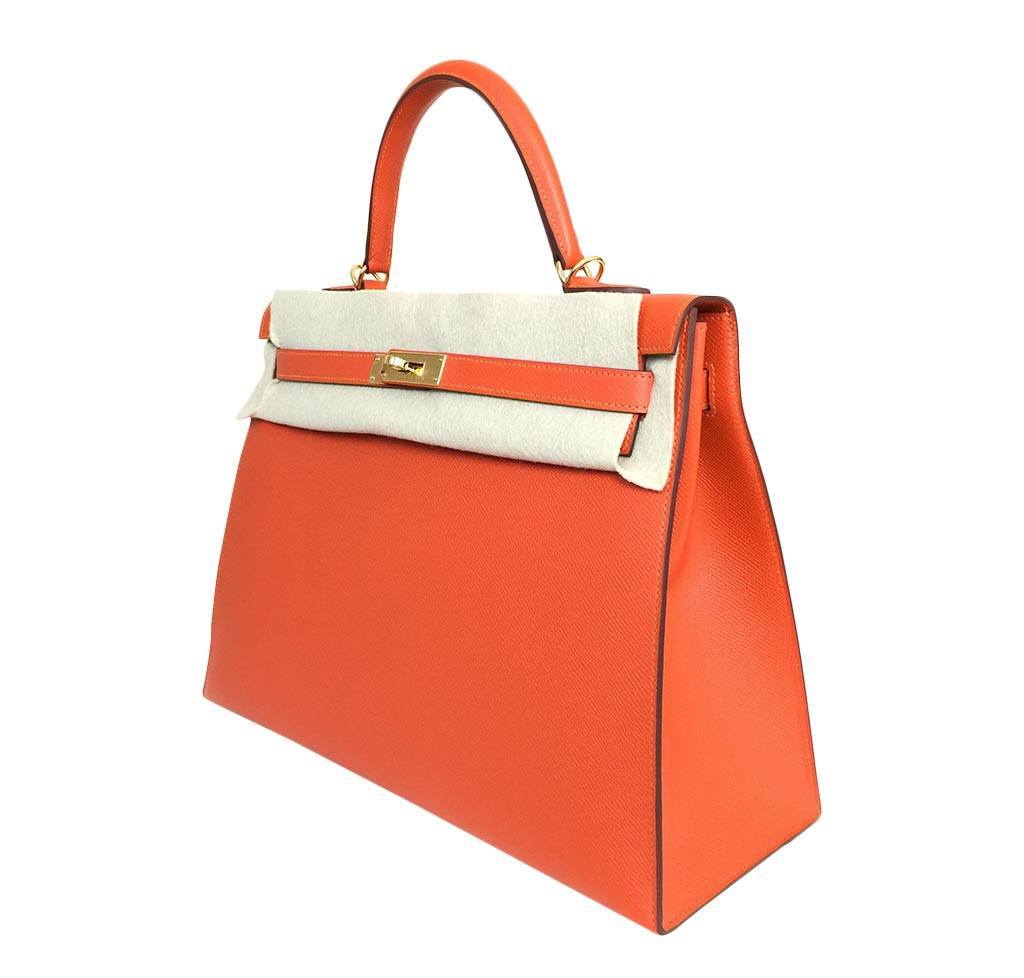 Hermès Kelly 35 Feu Epsom GHW ○ Labellov ○ Buy and Sell Authentic Luxury