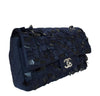 chanel medium double flap navy blue limited edition used side