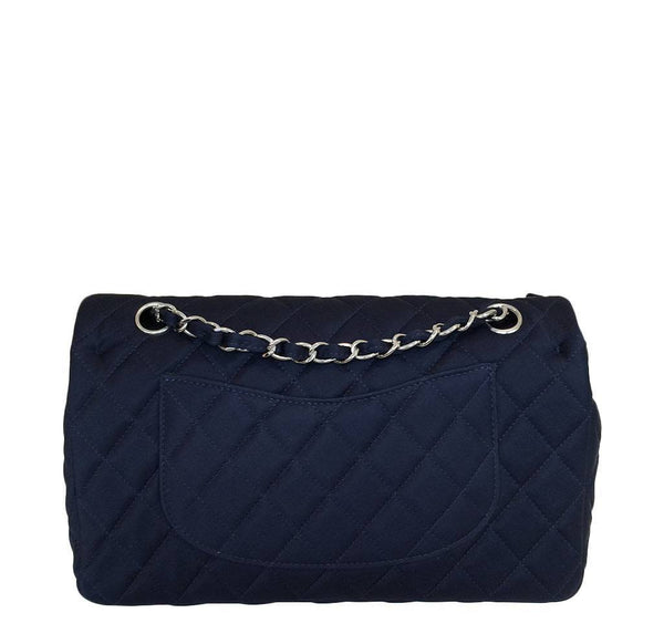 chanel medium double flap navy blue limited edition used back