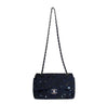 chanel medium double flap navy blue limited edition used complete