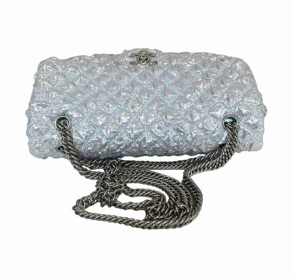chanel double flap small silver limited edition used top