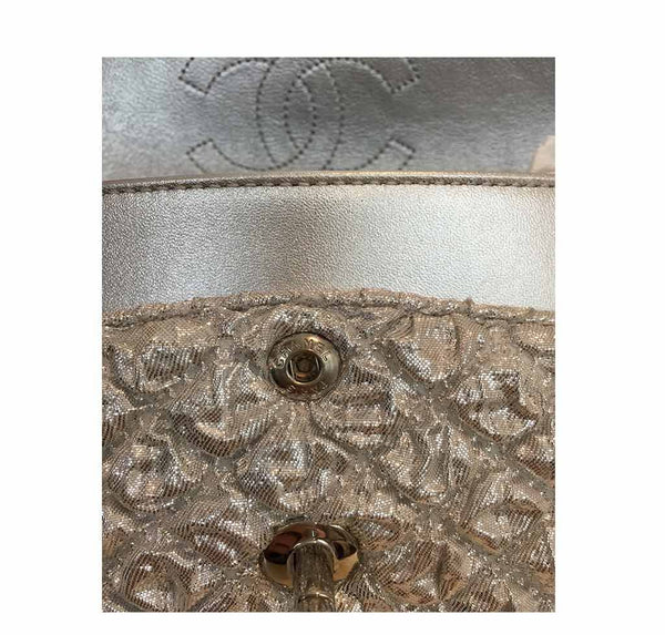 chanel double flap small silver limited edition used detail
