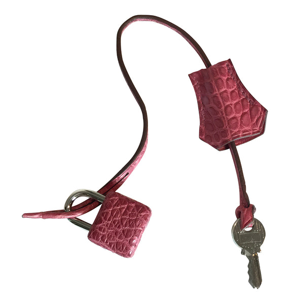 Hermes Birkin 40 Fuchsia Alligator Bag PHW pristine lock keys clochette