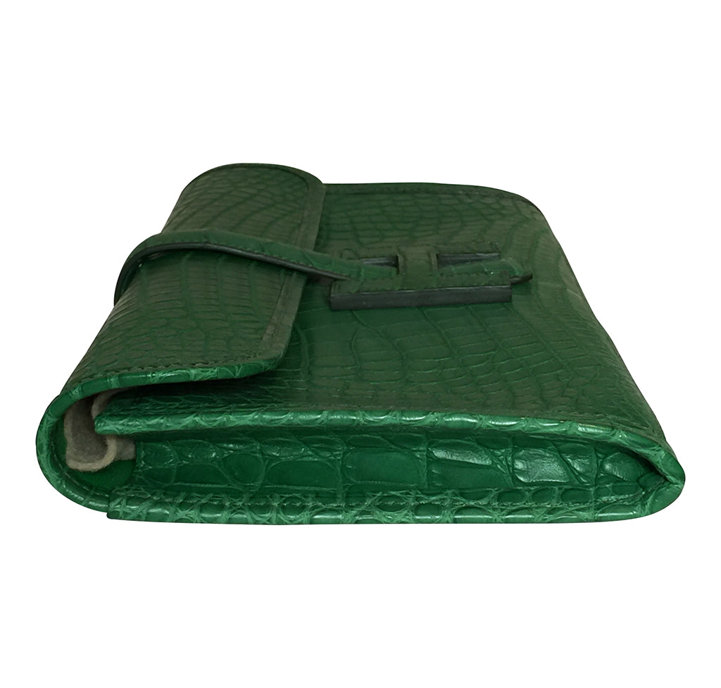 Pre-owned Hermes Jige Elan 29 Clutch Bag In Green