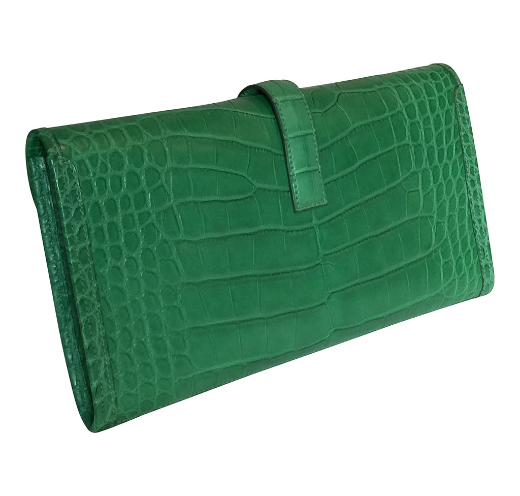 Hermès Jige Elan 29 Cactus Matte Alligator Clutch Bag