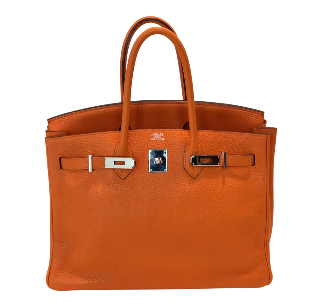 Hermes Birkin 35 Orange Togo Palladium Hardware #R - Vendome Monte Carlo