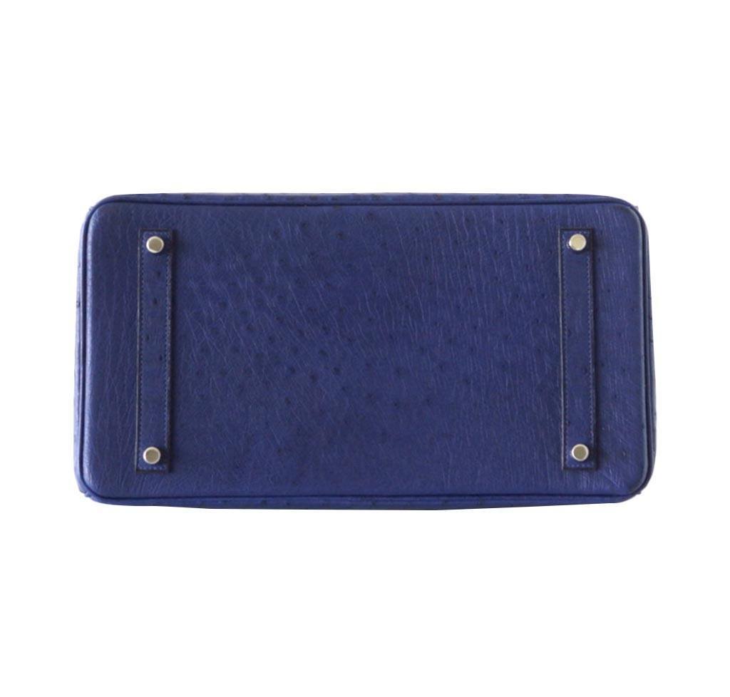 Hermes Birkin Bag 35cm Bleu Iris Ostrich Palladium Hardware