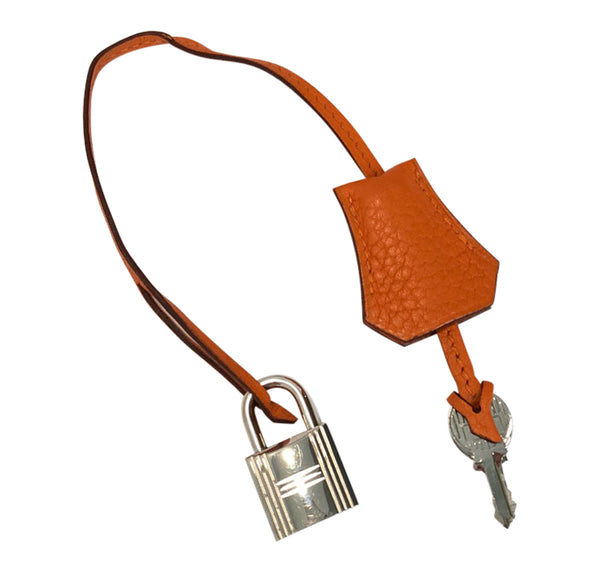 Hermes Birkin 35 Orange Togo Palladium excellent lock keys clochette