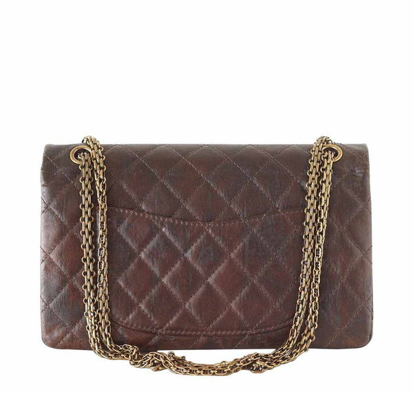 chanel medium double flap brown used back