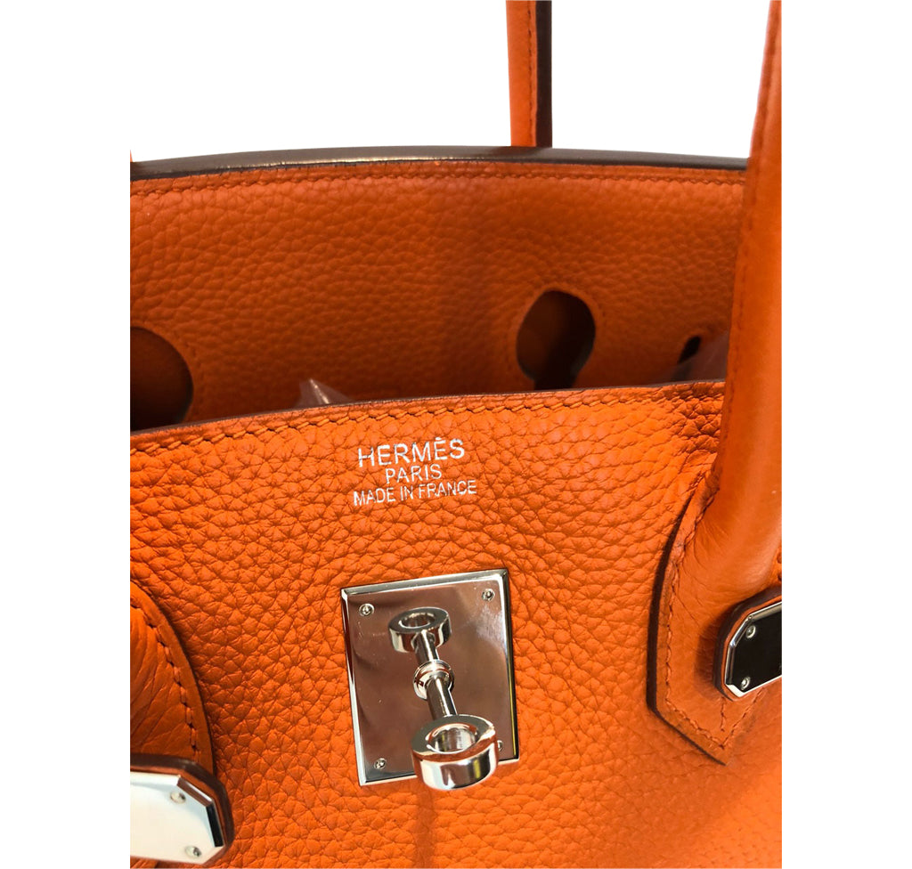 Hermes Birkin 35 Orange Togo Palladium Hardware #R - Vendome Monte Carlo