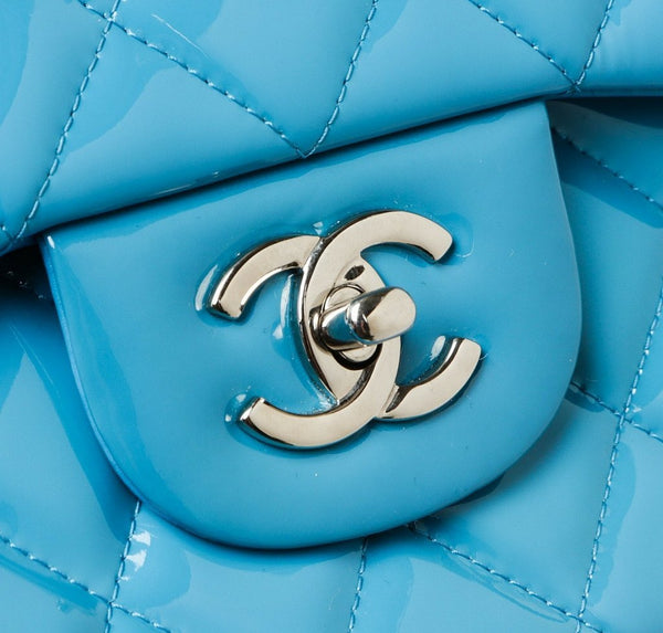 Chanel Jumbo Shoulder Flap Bag Blue Used Detail