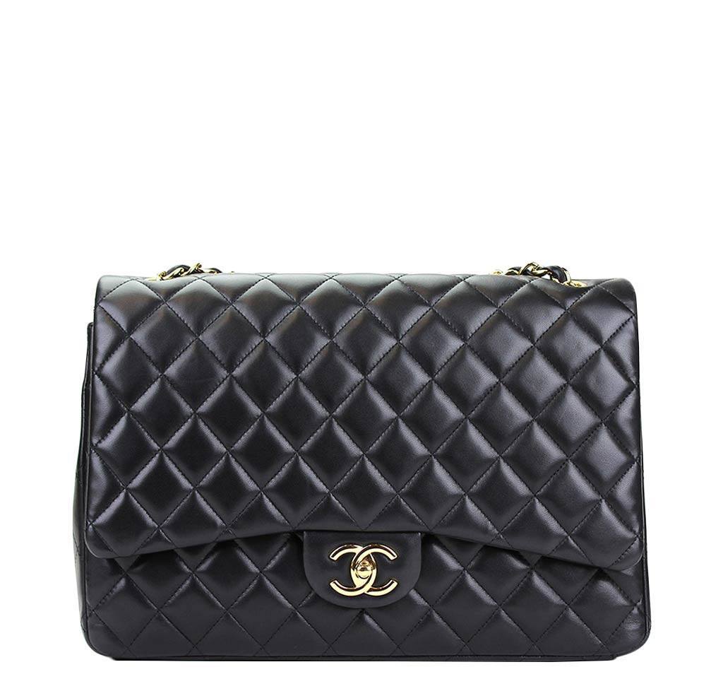 Chanel Maxi Double Flap Shoulder Bag Black