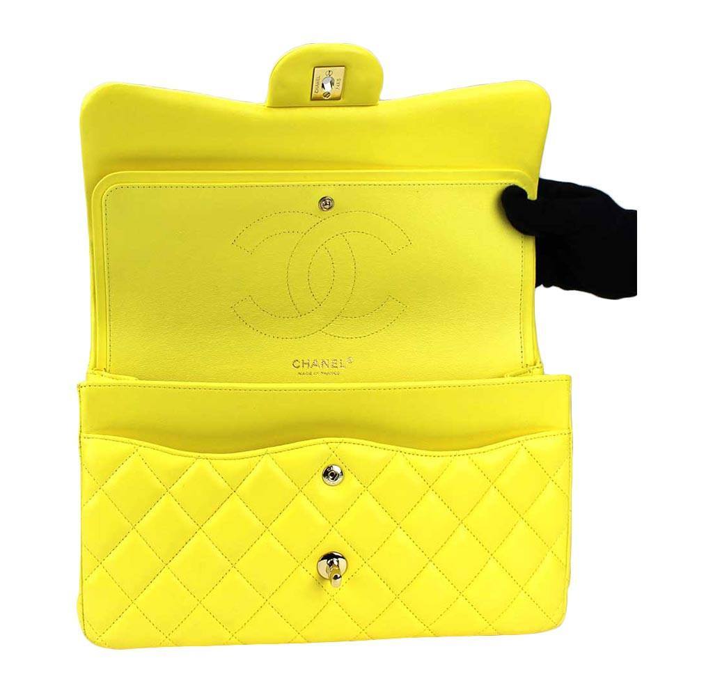 Chanel Yellow Lambskin Extra Mini Classic Flap Bag With Stones