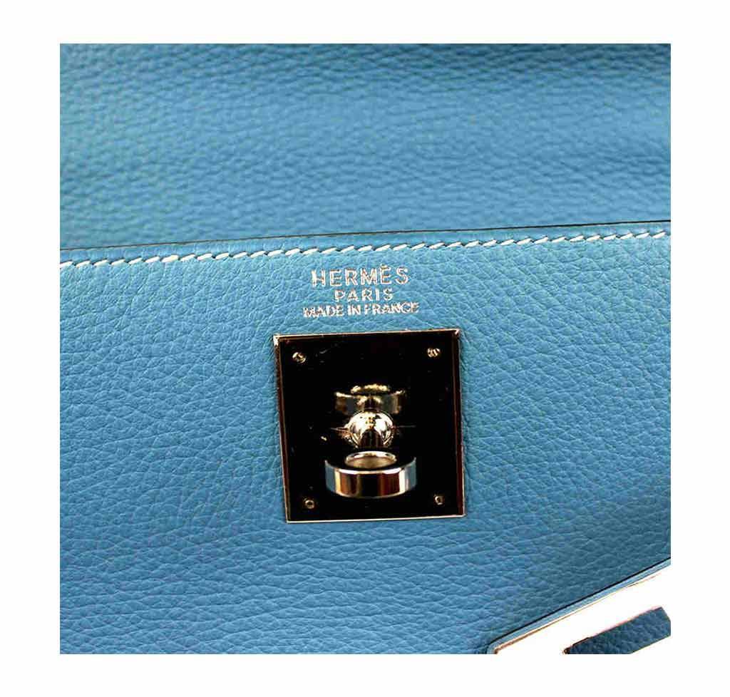 Hermès Kelly 32 Au trot Serial number Au Trot Blue Leather ref