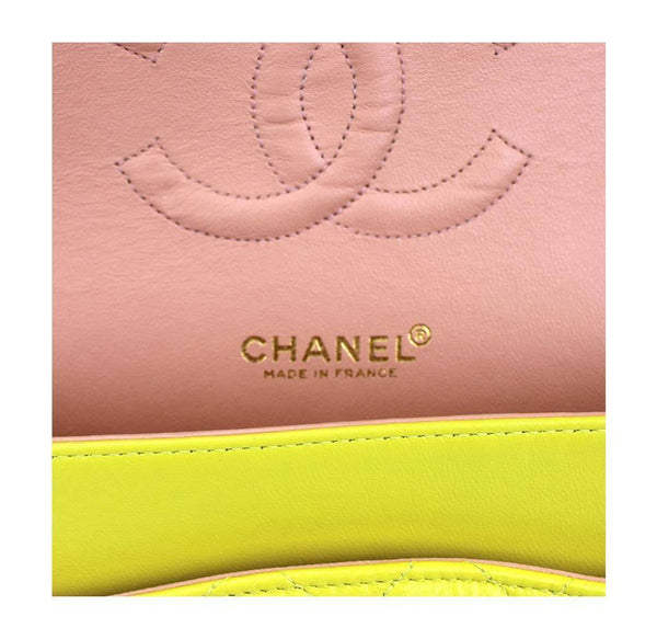 chanel shoulder bag yellow used detail