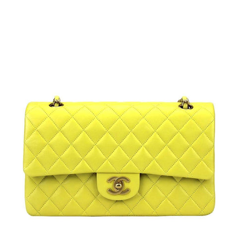 Chanel Shoulder Bag Yellow - Lambskin Leather GHW | Baghunter