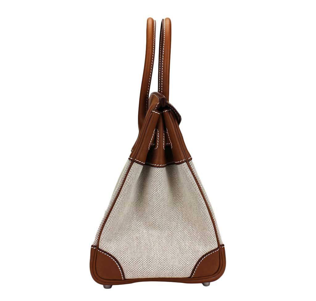 Replica Hermes Birkin 30cm Bag In Toile H Canvas With Barenia Leather