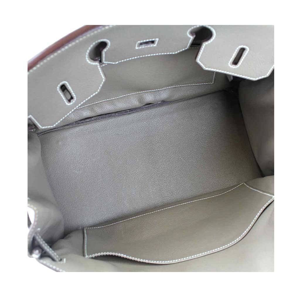 HERMES. 2010. Birkin 35 bag in grey-taupe grained leath…