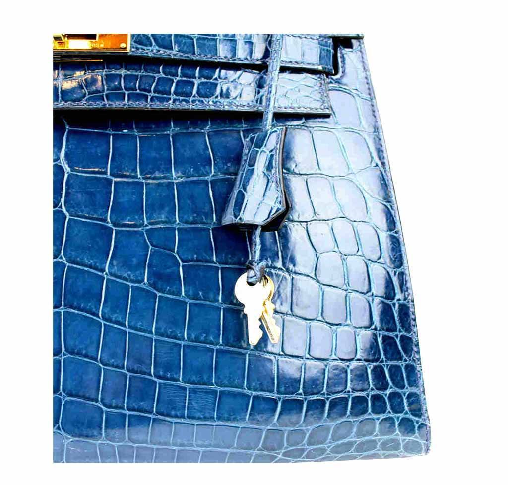 Kelly 35 alligator handbag Hermès Blue in Alligator - 31956611