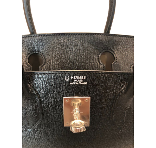 Hermes Birkin Special Order Bag 30 Noir Gris Chevre Palladium Pristine Embossing