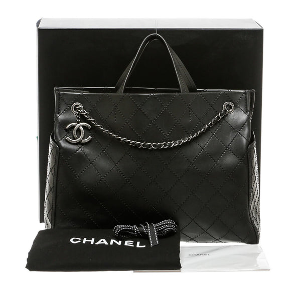 Chanel Small Shopping Tote 15S Black Used Set