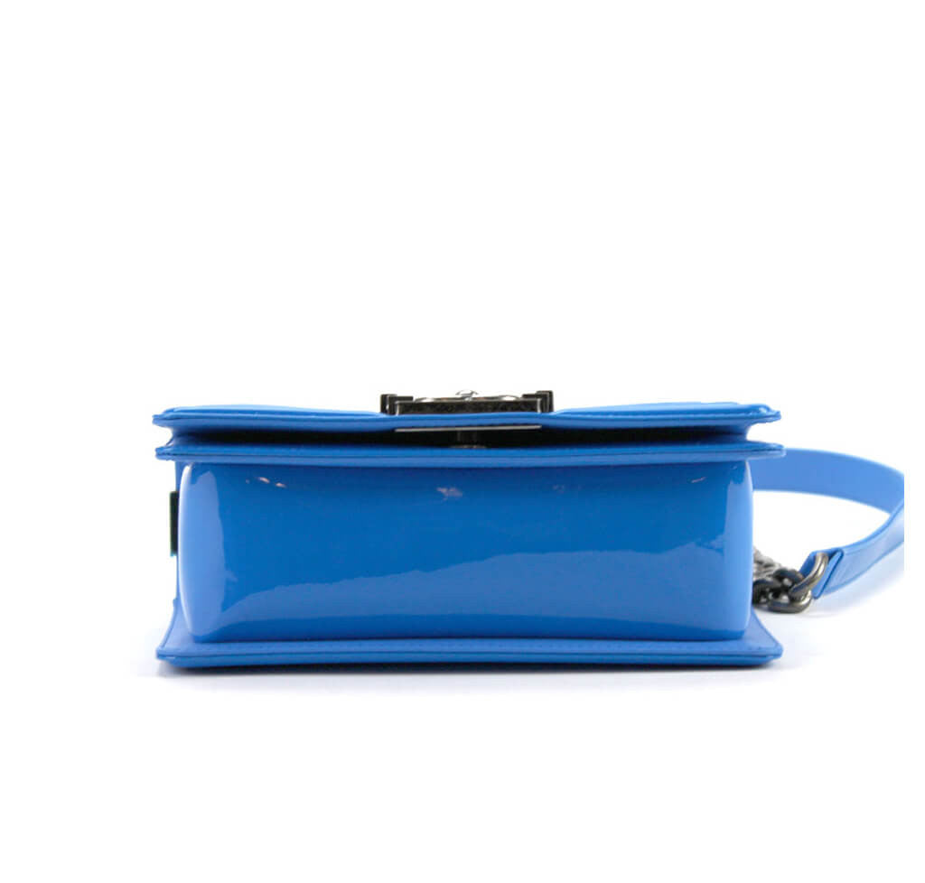 Chanel Boy Bag Electric Blue - Patent Leather SHW
