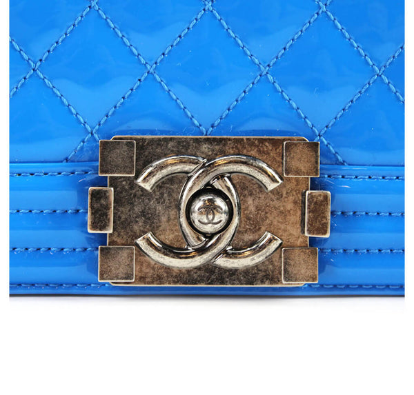 Chanel Boy Bag Electric Blue Used Hardware
