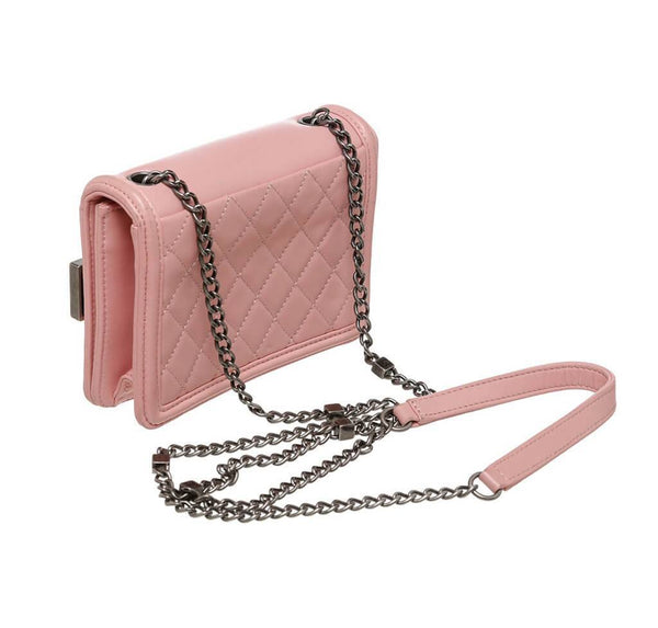 Chanel Brick Boy Bag Crossbody Pink Used Back
