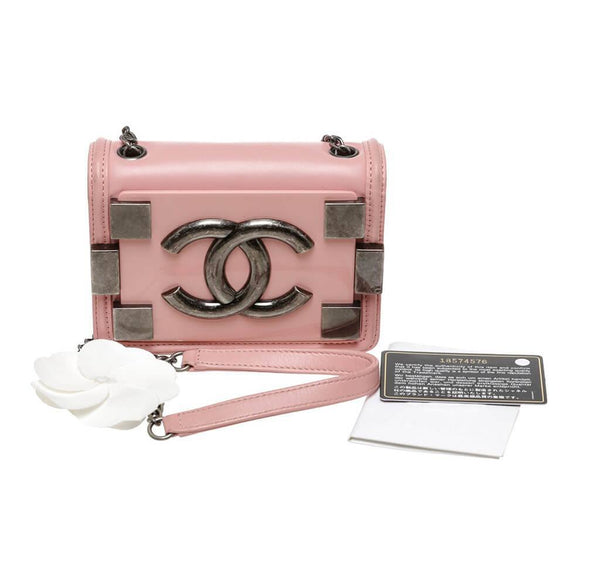 Chanel Brick Boy Bag Crossbody Pink Used Overview