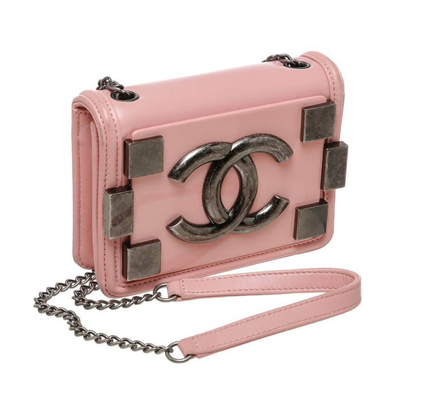 Chanel Brick Boy Bag Crossbody Pink Used Side