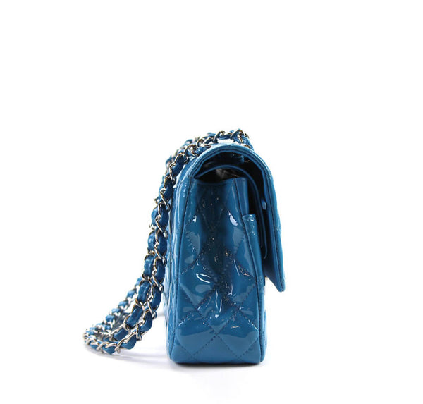 Chanel Classic Jumbo Flap Bag Light Blue Used Side
