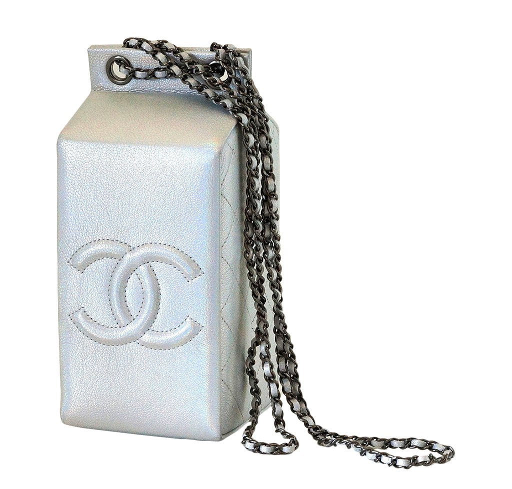 White Patent Leather Coco Milk Carton Bag