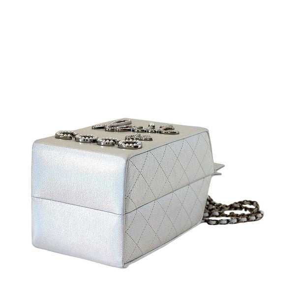 Chanel Lait decoco milk carton limited edition bag silver new bottom