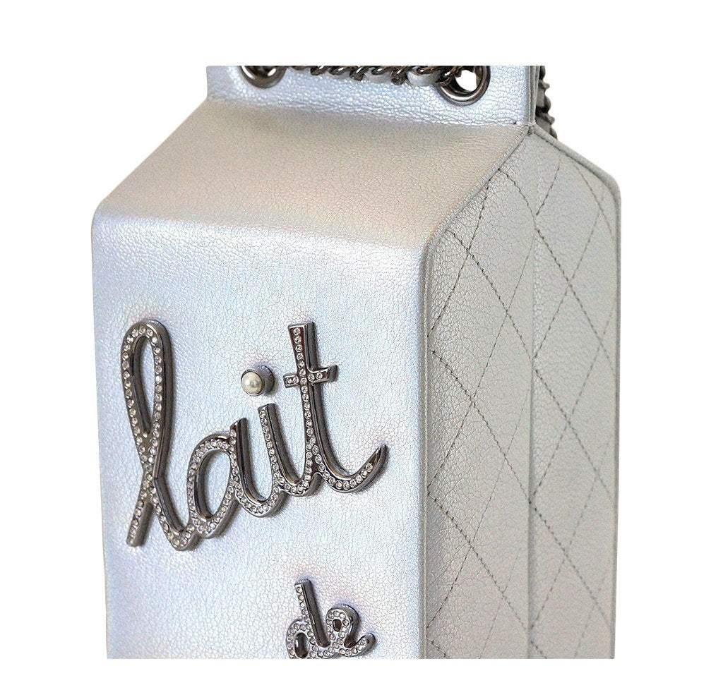 Iridescent Silver Goatskin Lait de Coco Milk Carton Bag Ruthenium Hardware,  2014, Handbags & Accessories, The Chanel Collection, 2022