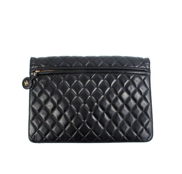 Chanel Maxi Shoulder Bag Black Used Back