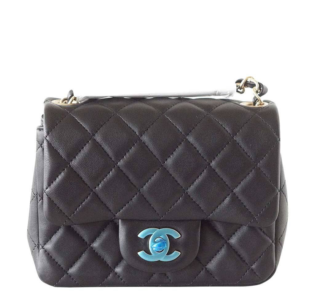 Chanel Mini Square Flap Bag Black Lambskin