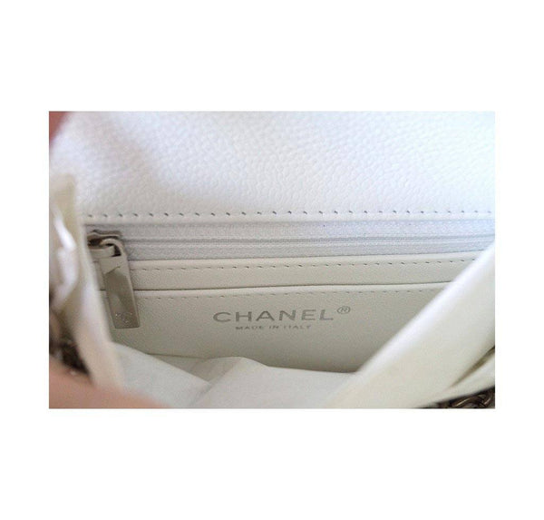 Chanel Mini Square Flap Bag White New Zipper