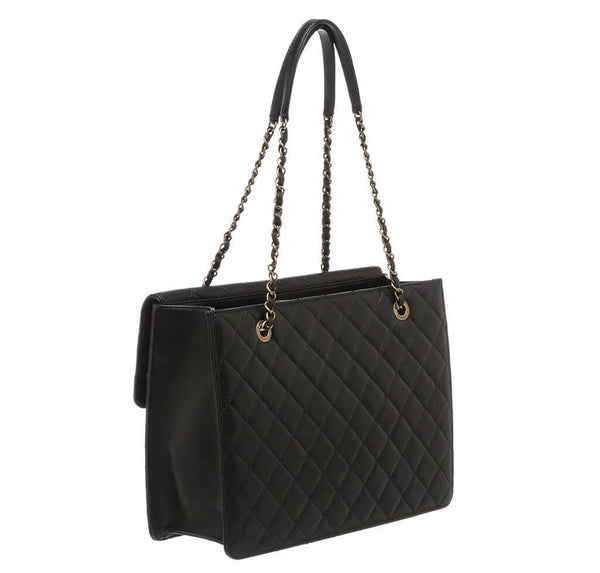 Chanel Quilted Tote Bag Black Used Back