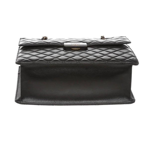 Chanel Quilted Tote Bag Black Used Bottom
