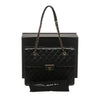 Chanel Quilted Tote Bag Black Used Overview