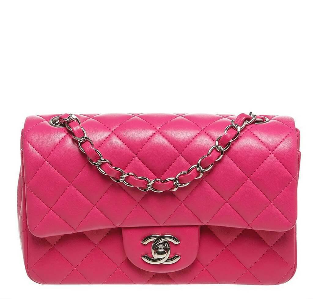 【ヴィンテージ】Rank:S☆Chanel Hot Pink Classic Mini FlapBag Chanel Mini Classic Flap Bag Pink - Lambskin | Baghunter