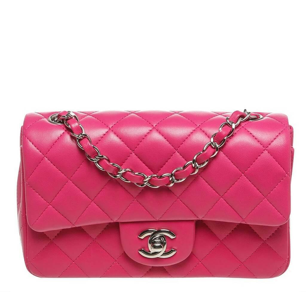 CHANEL Classic Flap Micro Mini Shoulder Bag Pochette Pink Lambskin 60854