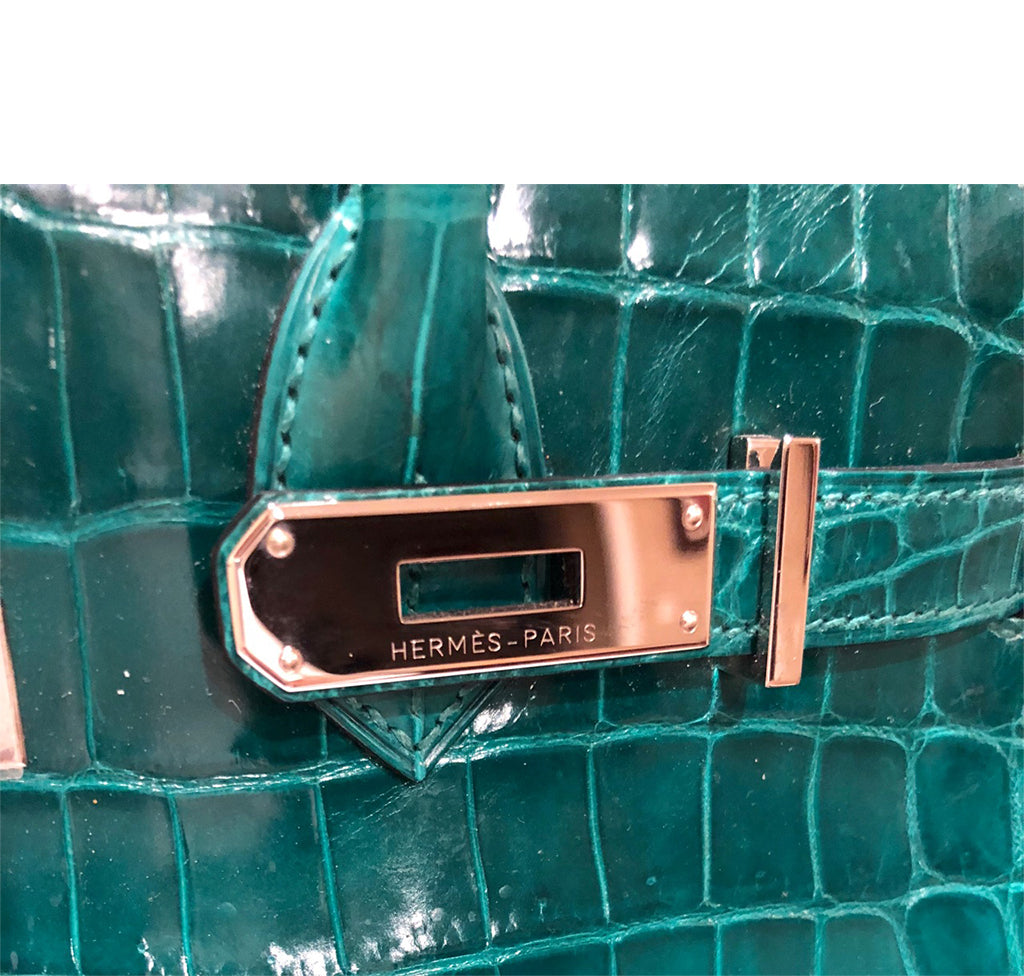 Hermes 30cm Shiny Blue Abysse Nilo Crocodile Birkin Bag with Gold, Lot  #58116