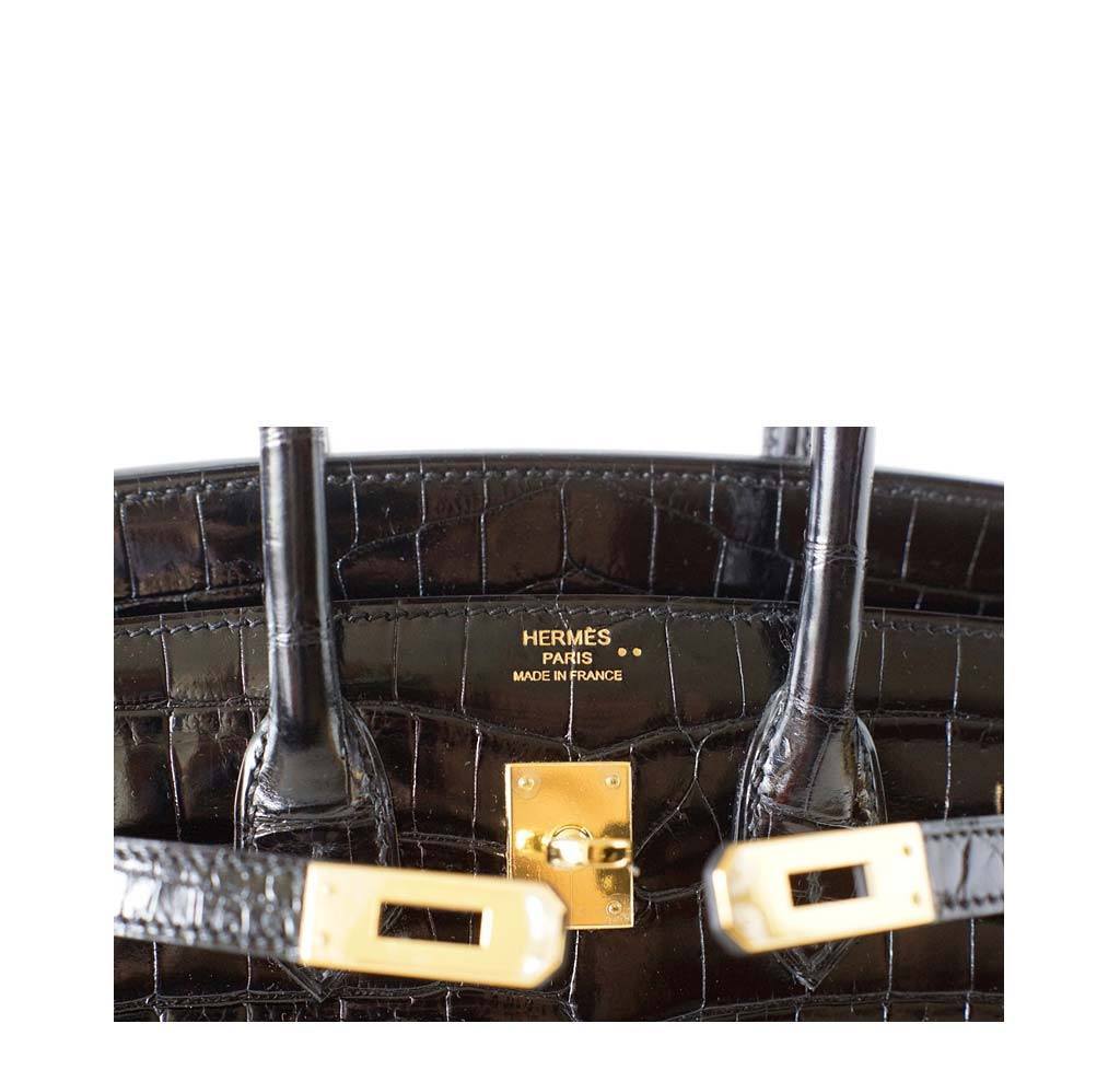 Birkin 25 crocodile handbag Hermès Black in Crocodile - 26927354