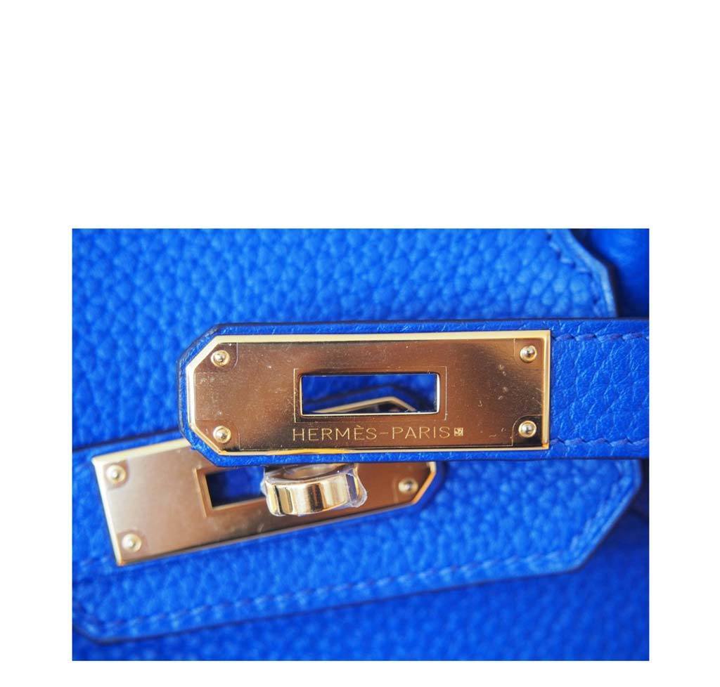 Brand New Hermes Birkin Electric Blue 30 cm Gold Hardware Handbag