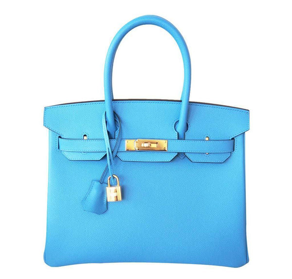 Hermes Birkin 30 Blue Epsom Bag 
