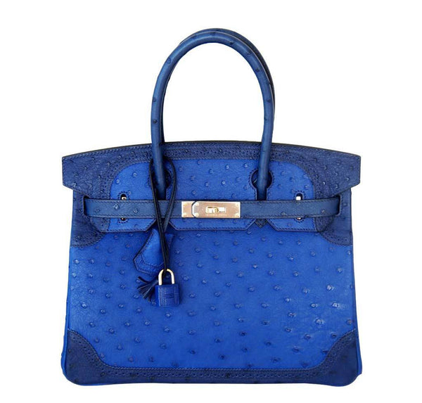 Hermes Birkin 30 Ghillies Bag Blue 