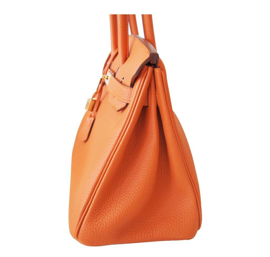 Hermes Birkin bag 30 Orange Togo leather Silver hardware