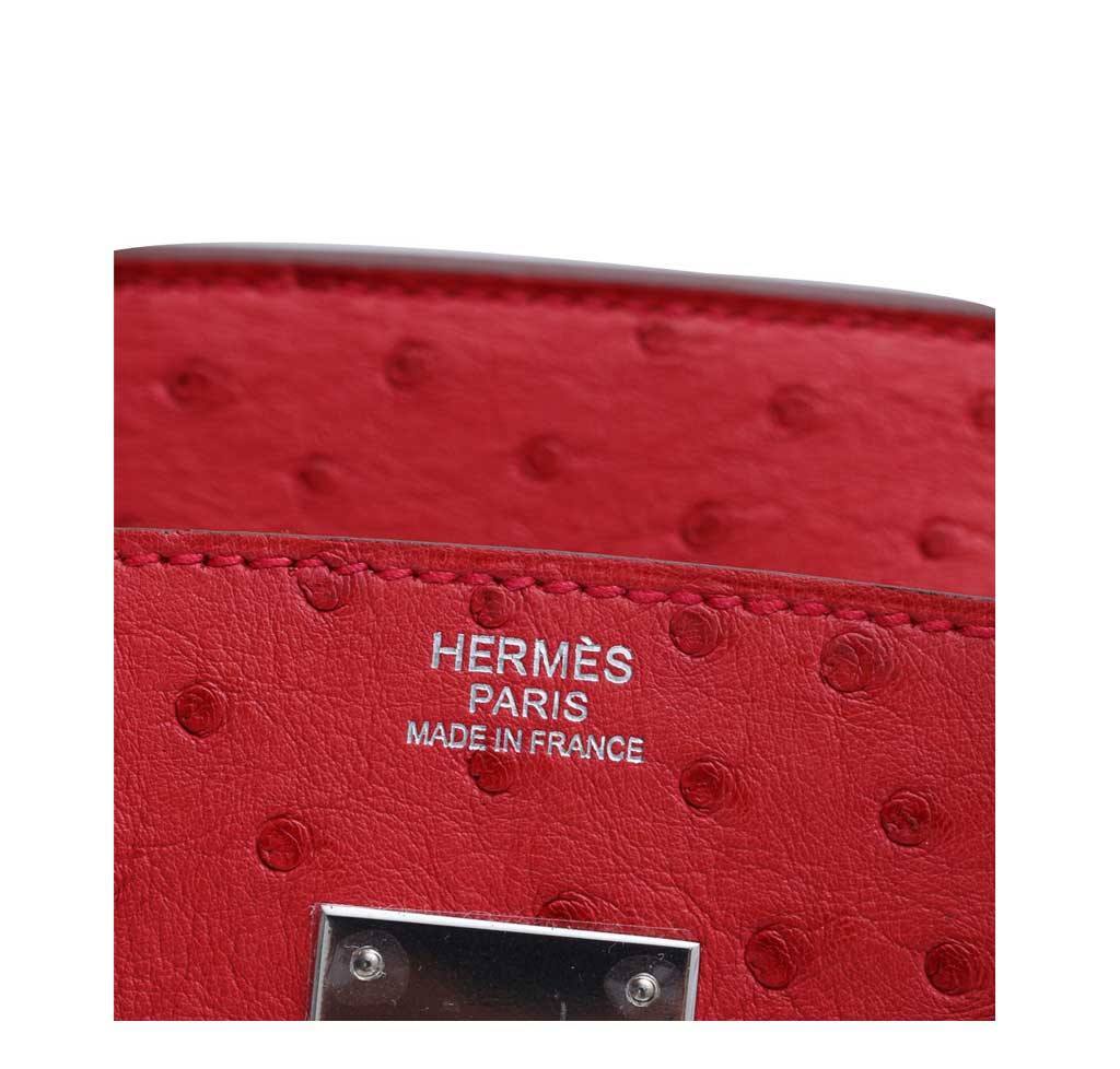 Hermes Birkin Bag 30cm Bougainvillea Red Ostrich Skin PHW - 100% Authentic  